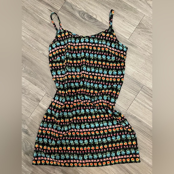 VINTAGE Street Flowers Floral Spaghetti Strap Mini Dress Size Small - Picture 3 of 4